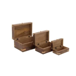 Set Of 3 Traditional Brass Inlaid Wooden Boxes - Olivia & May -Baxton Studio Store GUEST 7dddf76c 24e2 4304 b79d 045505f114e1