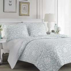 Mia Reversible Quilt Set Blue - Laura Ashley -Baxton Studio Store GUEST 7e502ca3 0ff9 4202 8851 9a0df0d583d7