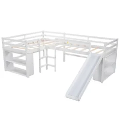Twin Size L-Shaped Loft Bed With Movable Two-Tier Shelves And Slide - ModernLuxe 16 Twin Size L-Shaped Loft Bed With Movable Two-Tier Shelves And Slide - ModernLuxe -Baxton Studio Store GUEST 7ef13c56 0afb 4b80 9853 2cd9eef6f1a3