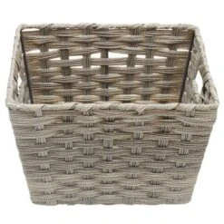 Home Basics Medium Faux Rattan Basket With Cut-out Handles -Baxton Studio Store GUEST 7f7e65a0 3d2f 4bb7 845a 904d638f6a7d