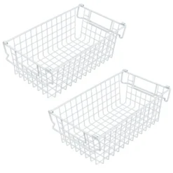 Set Of 2 Storage Bins - Basket Set For Toy, Kitchen, Closet, And Bathroom Storage - Medium Shelf Organizers With Handles By Home-Complete (White) -Baxton Studio Store GUEST 7f8c711f 3a5d 4f46 b231 1fde9422cd58