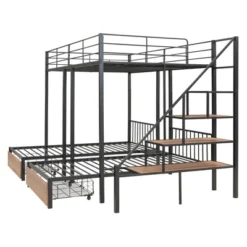 Full Over Twin-Twin Triple Bunk Bed With Drawers And Staircase - ModernLuxe -Baxton Studio Store GUEST 7feccad3 53d8 4131 821d 95ac503b6e83