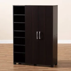 Marine Finished 2 Door Wood Entryway Shoe Storage Cabinet With Open Shelves Brown - Baxton Studio 13 Marine Finished 2 Door Wood Entryway Shoe Storage Cabinet With Open Shelves Brown - Baxton Studio -Baxton Studio Store GUEST 8054819c 7ff8 457b 9507 67acf8f21b95
