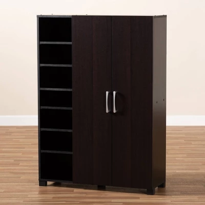 Marine Finished 2 Door Wood Entryway Shoe Storage Cabinet With Open Shelves Brown - Baxton Studio 5 Marine Finished 2 Door Wood Entryway Shoe Storage Cabinet With Open Shelves Brown - Baxton Studio - Image 3