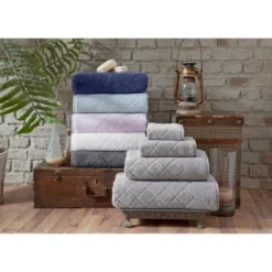 2pc Gracious Turkish Cotton Bath Towel Set Blue - Enchante Home