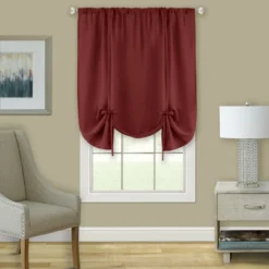 Kate Aurora Shabby Linen Farmhouse Sheer Flax Curtain Tie Up Single Window Curtain Shade -Baxton Studio Store GUEST 8358e2c7 fd93 43ec 9b5d 402ebc175e1f