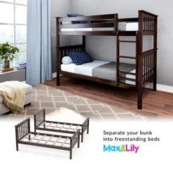 Max & Lily Twin Over Twin Bunk Bed -Baxton Studio Store GUEST 8396c6cc 858b 43d3 8ff6 174f94d3e0f5