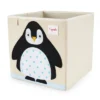3 Sprouts 13 Inch Square Kids Foldable Fabric Arctic Penguin And Orange Tiger Storage Cube Soft Toy Bins