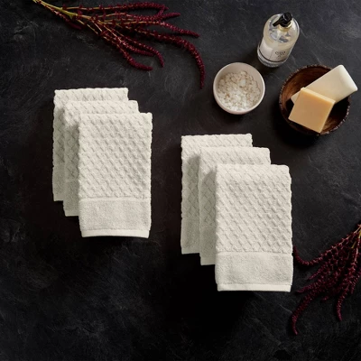 6pc Cotton Diamond Textured Hand Towel Set - Isla Jade 10 6pc Cotton Diamond Textured Hand Towel Set - Isla Jade - Image 8