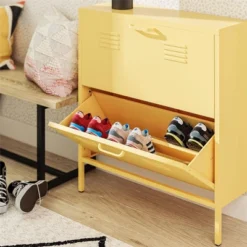 Cache 2 Door Shoe Storage Cabinet Yellow - Novogratz -Baxton Studio Store GUEST 852b4147 93a7 4e93 aa27 5853f1fb6fa9