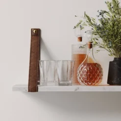 Brandon Vintage Matte Faux Marble Wall Shelf Brown - Nathan James -Baxton Studio Store GUEST 854810bb 6ad0 45a3 a187 45090e904d8a