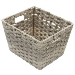 Home Basics Medium Faux Rattan Basket With Cut-out Handles -Baxton Studio Store GUEST 8579ce50 95f6 49a0 86a6 16dbeb628563