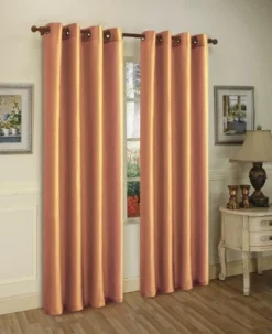 J&V TEXTILES 2 Panels Solid Grommet Faux Silk Window Curtain Drapes Treatment 58" Wide And 84" Length (Black) -Baxton Studio Store GUEST 85c5ccef 9179 4f1f a69f b7b2e5ef53b1