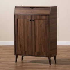 Cormier Walnut Finished 2 Door Wood Entryway Shoe Storage Cabinet Brown - Baxton Studio -Baxton Studio Store GUEST 863e8ace 6c92 47c2 b319 ac8961359233