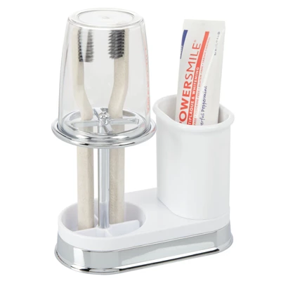 MDesign Toothpaste/Toothbrush Holder Stand Center, Rinse Cup/Cover 13 MDesign Toothpaste/Toothbrush Holder Stand Center, Rinse Cup/Cover - Image 11