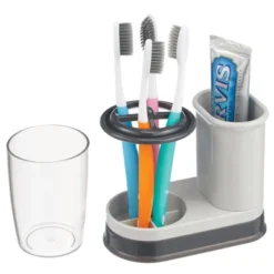 MDesign Toothpaste/Toothbrush Holder Stand Center, Rinse Cup/Cover 19 MDesign Toothpaste/Toothbrush Holder Stand Center, Rinse Cup/Cover -Baxton Studio Store GUEST 8810005d 2308 4d8b b715 1d7da95e1b0b