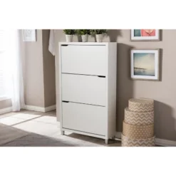 Simms 3 Drawer Modern Shoe Cabinet White - Baxton Studio -Baxton Studio Store GUEST 8889da66 7e0d 4b6c 9556 153032c3067a