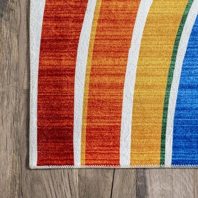 NuLOOM Classic Double Rainbow Machine Washable Kids Area Rug 6 NuLOOM Classic Double Rainbow Machine Washable Kids Area Rug - Image 4