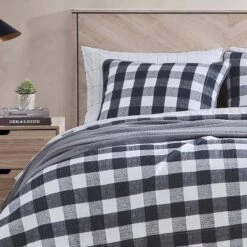 Eddie Bauer Lakehouse Plaid Cotton Quilt & Sham Gray