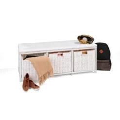 Badger Basket Kid's Storage Bench With Woven Top And Baskets White -Baxton Studio Store GUEST 8ad5d13e 2ba1 494b a0b5 2b5b30d67d57