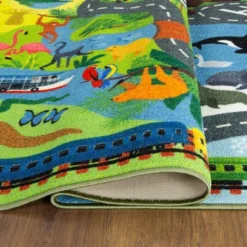 KC CUBS Boy & Girl Kids Animal Safari Car Vehicle Traffic Road Educational Learning & Game Play Nursery Bedroom Classroom Rug Carpet -Baxton Studio Store GUEST 8ce4acf7 fef4 4a77 97a5 3f7a9812d1b8
