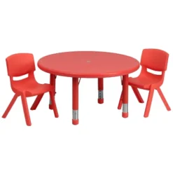 Flash Furniture 33" Round Plastic Height Adjustable Activity Table Set With 2 Chairs -Baxton Studio Store GUEST 8d9e76db d288 4828 8cbb 8dfec7c6f9cd