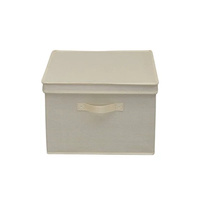 Household Essentials Set Of 2 Square Storage Boxes With Lids Cream Linen 5 Household Essentials Set Of 2 Square Storage Boxes With Lids Cream Linen - Image 3