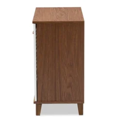 Coolidge 4 Shelf Wood Shoe Cabinet White/Walnut - Baxton Studio -Baxton Studio Store GUEST 91b78661 773c 420d ae5b f097e4dddab5