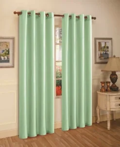 J&V TEXTILES 2 Panels Solid Grommet Faux Silk Window Curtain Drapes Treatment 58" Wide And 84" Length (Black) -Baxton Studio Store GUEST 931f10ea c382 4063 b491 6730c56bccb6