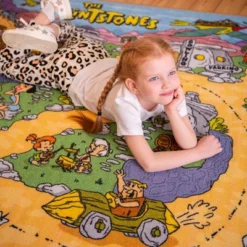 KC CUBS | The Flintstones Boy & Girl Kids City Road Car Vehicle Traffic Educational Learning & Game Play Nursery Classroom Rug Carpet -Baxton Studio Store GUEST 944ffd1f 3732 4420 ac81 40527583b7e3