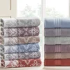 Modern Threads 6 Piece Yarn Dyed Jacquard/Solid Towel Set, Charlize.