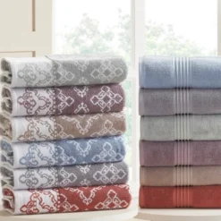 Modern Threads 6 Piece Yarn Dyed Jacquard/Solid Towel Set, Charlize.