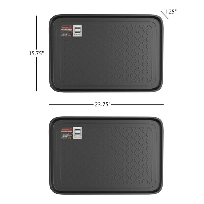Fleming Supply All-Weather Plastic Indoor/Outdoor Boot Tray Set - 2 Pcs, Dark Gray 3 Fleming Supply All-Weather Plastic Indoor/Outdoor Boot Tray Set - 2 Pcs, Dark Gray