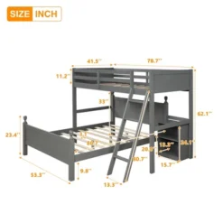Twin Over Full Loft Bed With Cabinet - ModernLuxe -Baxton Studio Store GUEST 9732a973 13fe 40b6 a614 c93974c9634c