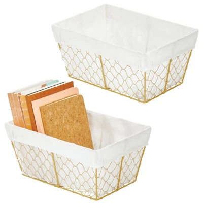 MDesign Medium Chicken Wire Basket With Fabric Liner 11 MDesign Medium Chicken Wire Basket With Fabric Liner - Image 9