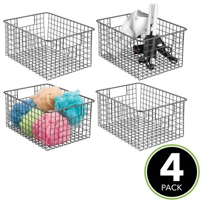 MDesign Bath Metal Storage Organizer Basket - 4 Pack 4 MDesign Bath Metal Storage Organizer Basket - 4 Pack - Image 2