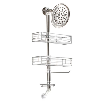 Forma Shower Caddy Station - IDESIGN Vertical Brushed - IDESIGN 3 Forma Shower Caddy Station - IDESIGN Vertical Brushed - IDESIGN