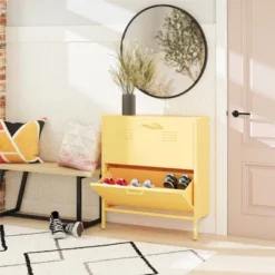 Cache 2 Door Shoe Storage Cabinet Yellow - Novogratz -Baxton Studio Store GUEST 9961dc3f ce46 4113 9005 3ee0c8716827