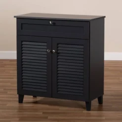 Shelf Wood Shoe Storage Cabinet With Drawer Coolidge Finished Dark Gray - Baxton Studio -Baxton Studio Store GUEST 9984c3dd f884 4b2d a9a7 baf4359c4400