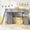 Twin Size Loft Bed With Wardrobe, Drawers And Desk With Shelves - ModernLuxe -Baxton Studio Store GUEST 9a7a223c 9ed2 403a a3de 55a00981028d
