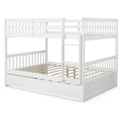 Costway Full Over Full Bunk Bed Platform Wood Bed W/ Trundle & Ladder Rail Brown/White 22 Costway Full Over Full Bunk Bed Platform Wood Bed W/ Trundle & Ladder Rail Brown/White -Baxton Studio Store GUEST 9aae7a19 c46c 4db5 961f f3732904c254