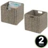 MDesign Woven Seagrass Home Storage Basket For Cube Furniture, 2 Pack