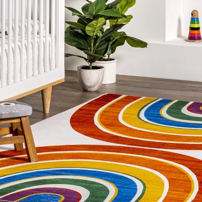 NuLOOM Classic Double Rainbow Machine Washable Kids Area Rug 10 NuLOOM Classic Double Rainbow Machine Washable Kids Area Rug - Image 8