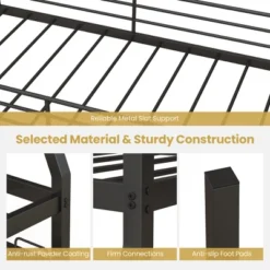 Costway Twin Over Full Metal Bunk Bed With Trundle Slats Support For Teens Adults Black -Baxton Studio Store GUEST a31ca182 2865 4677 8993 92ca7d5e597a