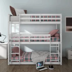 Twin Capri Wood Triple Bunk Bed White - Hillsdale Furniture -Baxton Studio Store GUEST a47cef0e eda5 42dc b62e f1cb7286bbdf