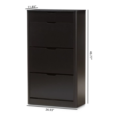 Cayla Modern And Contemporary Wood Shoe Cabinet - Black - Baxton Studio 9 Cayla Modern And Contemporary Wood Shoe Cabinet - Black - Baxton Studio - Image 7