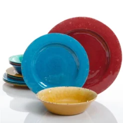 Gibson Studio California Mauna 12 Piece Assorted Crackle Decal Melamine Dinnerware Set -Baxton Studio Store GUEST a6fcb5a8 20f1 4b35 89fd 352033b510c1