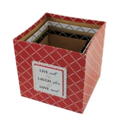 Home Decor 7.75" Red White & Black Nesting Boxes Decorative Storage - Decorative Container Sets -Baxton Studio Store GUEST a898ab1d 20ba 42d1 9448 3dbcd93f4bfb