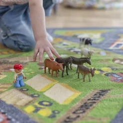 KC CUBS Boy & Girl Kids Country Farm Road W/ Construction Vehicle Car Traffic Educational Learning & Game Nursery Classroom Rug Carpet -Baxton Studio Store GUEST a9471de2 a360 448e afe5 e964bd08dd93