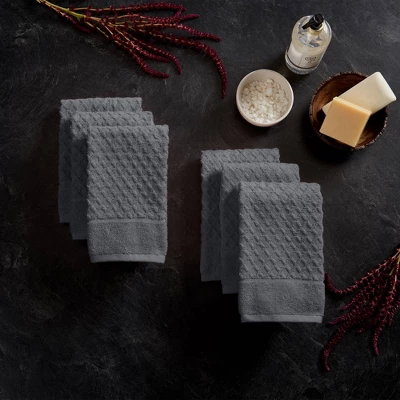 6pc Cotton Diamond Textured Hand Towel Set - Isla Jade 8 6pc Cotton Diamond Textured Hand Towel Set - Isla Jade - Image 6